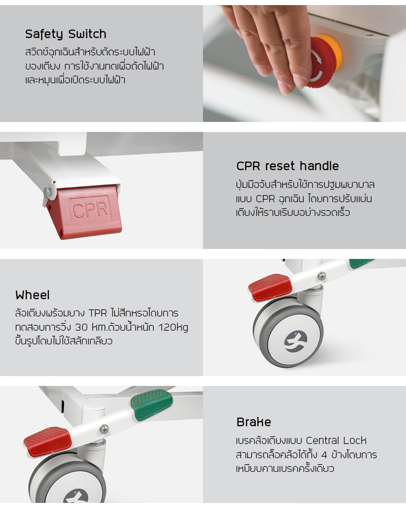 เตียงผู้ป่วยและคนชราไฟฟ้า 5 ไกร์ ราวปีกนก รุ่น SK-Y8