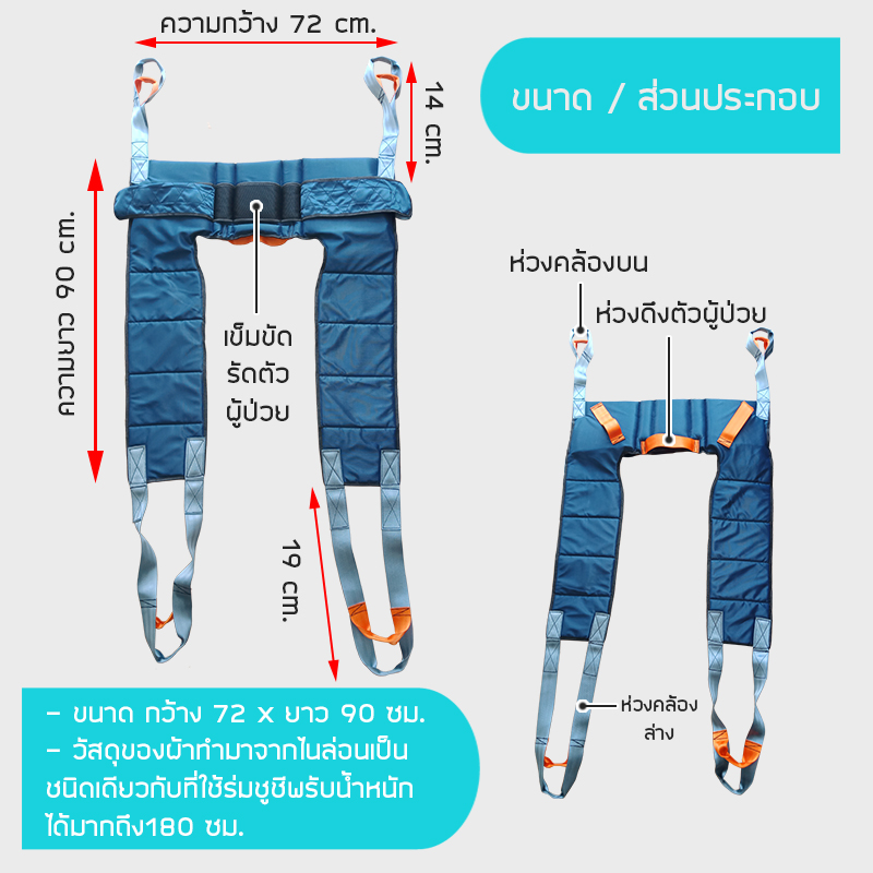 ผ้ายกตัวผู้ป่วยแบบนั่งถ่าย