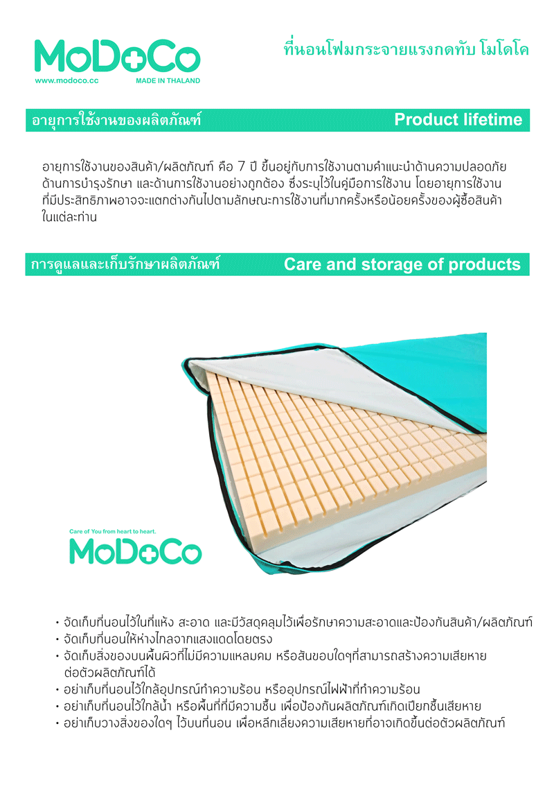 เบาะนอนลดการเกิดแผลกดทับ เบาะหนังเทียม PU ยี่ห้อ Modoco รุ่น Prosoft